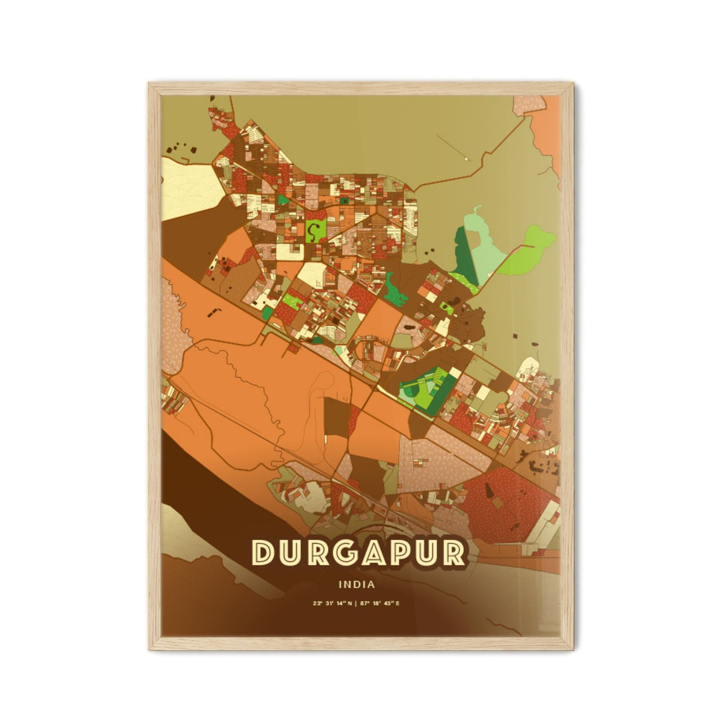 Colorful DURGAPUR INDIA Fine Art Map Farmhouse