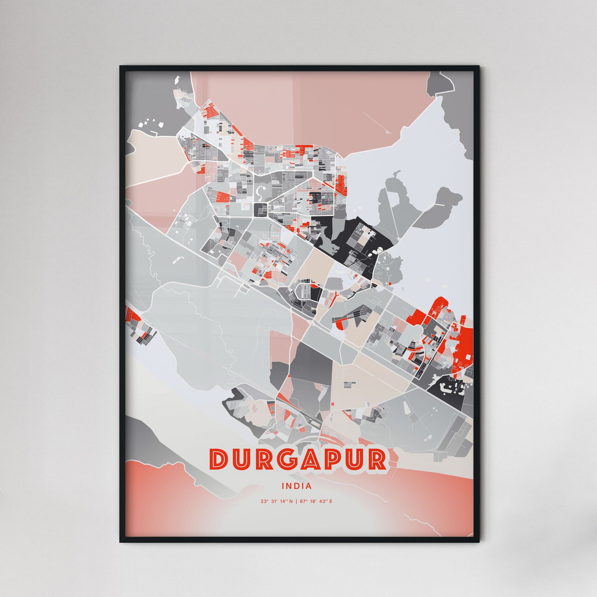 Colorful DURGAPUR INDIA Fine Art Map Modern