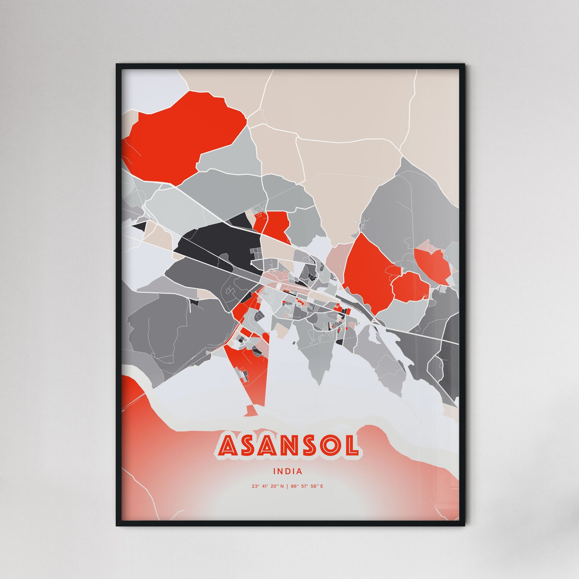 Colorful ASANSOL INDIA Fine Art Map Modern