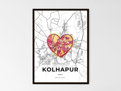KOLHAPUR INDIA minimal art map with a colorful icon. Where it all began, Couple map gift. Style 2