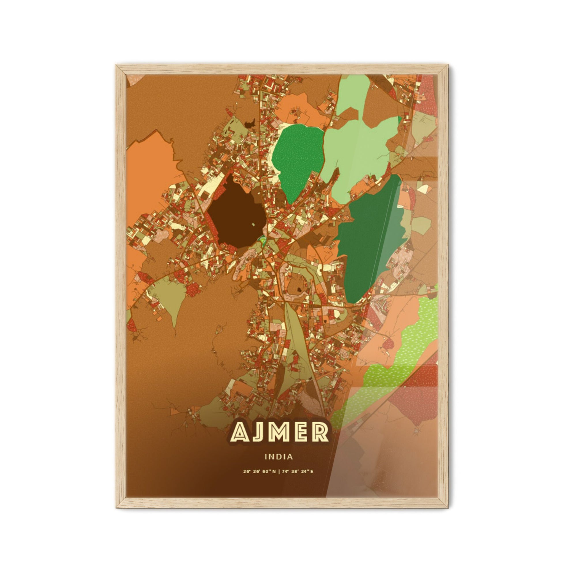 Colorful AJMER INDIA Fine Art Map Farmhouse