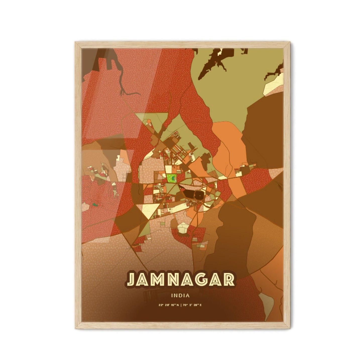 Colorful JAMNAGAR INDIA Fine Art Map Farmhouse