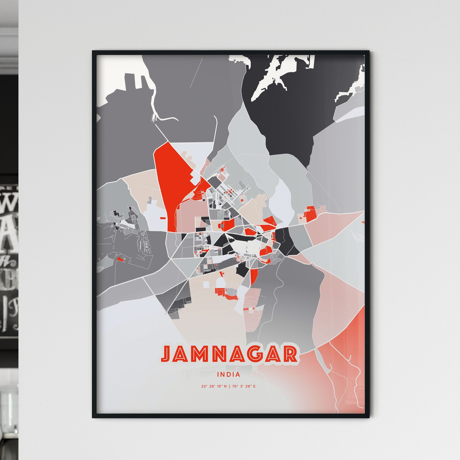 Colorful JAMNAGAR INDIA Fine Art Map Modern