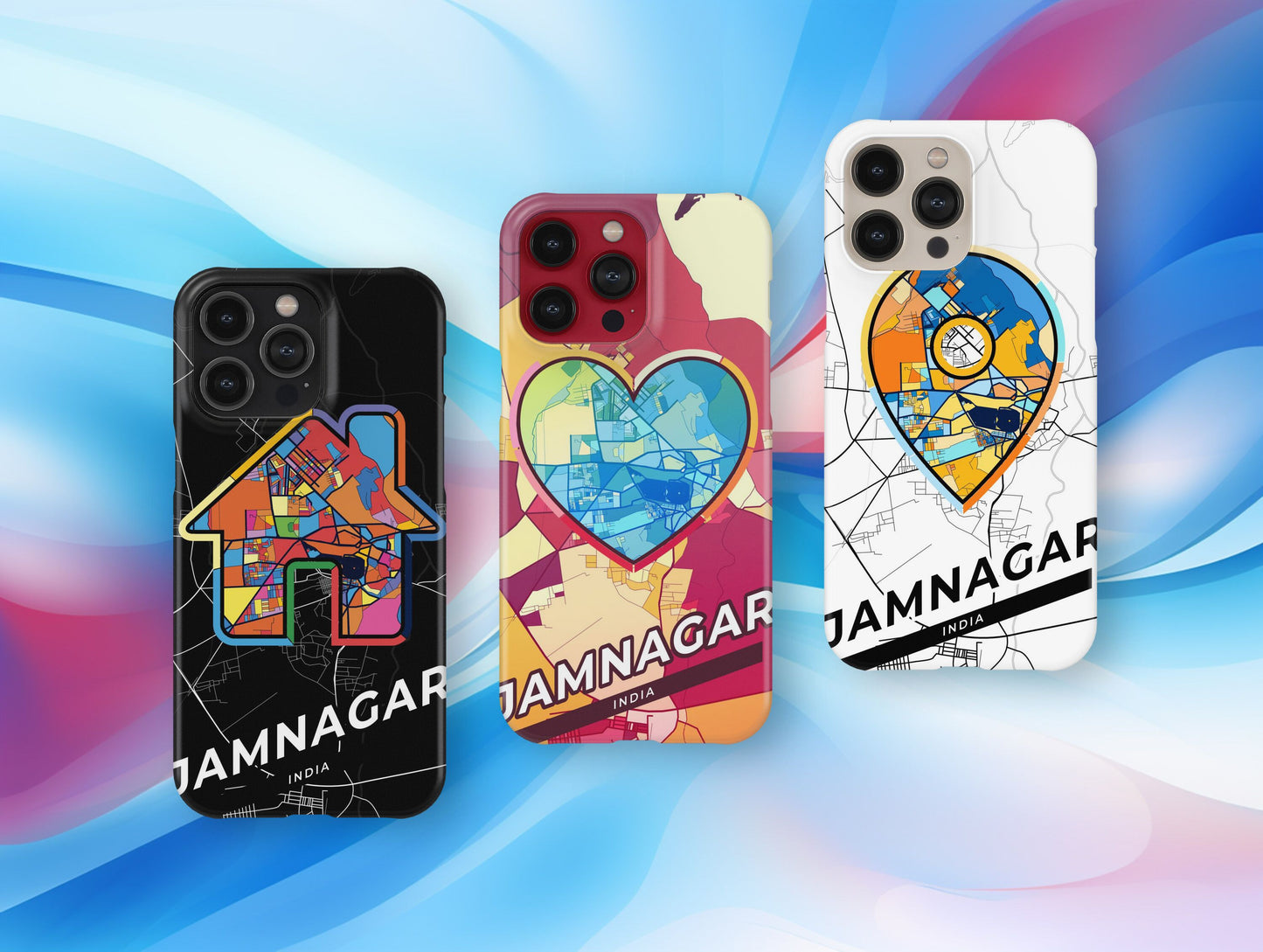 Jamnagar India slim phone case with colorful icon. Birthday, wedding or housewarming gift. Couple match cases.