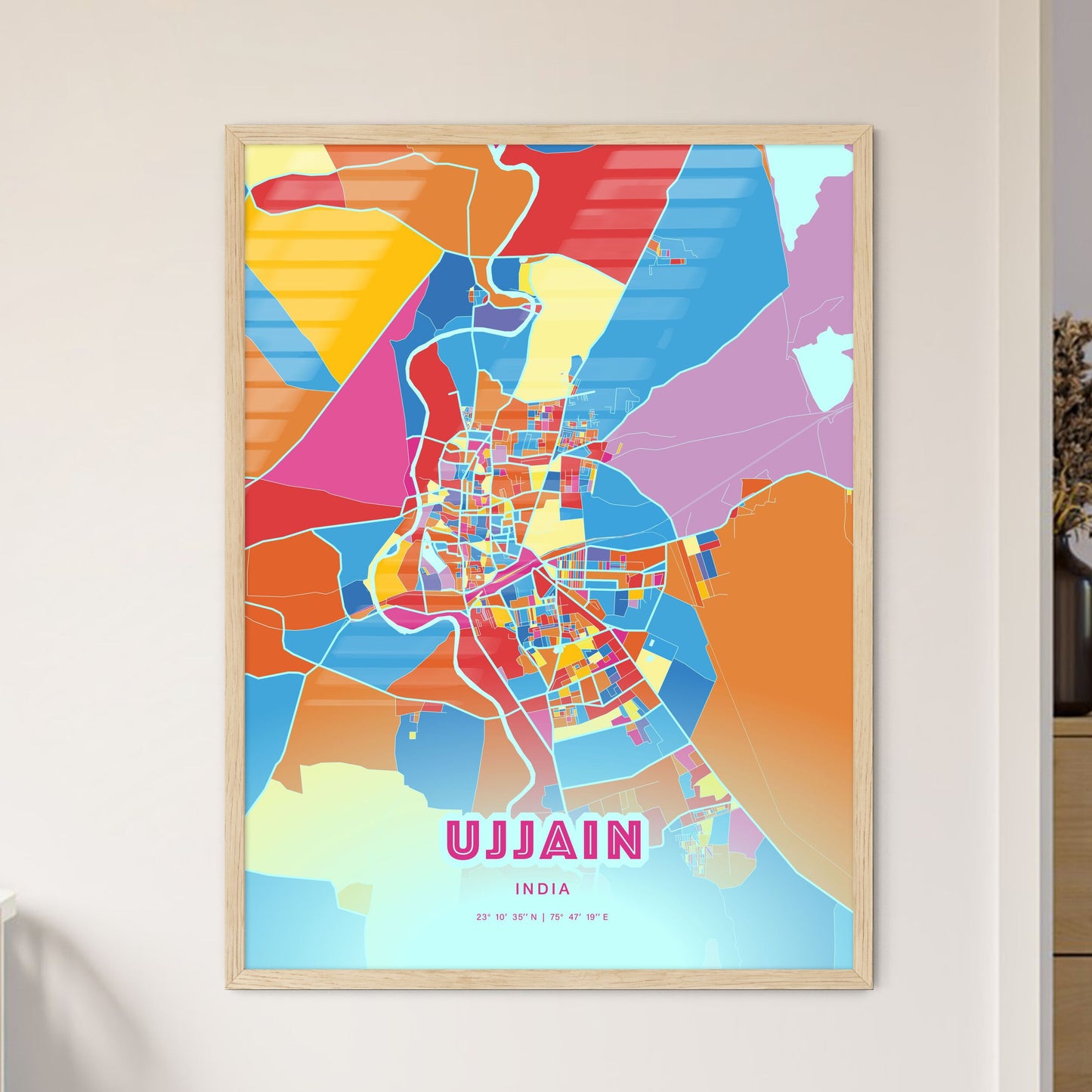 Colorful UJJAIN INDIA Fine Art Map Crazy Colors