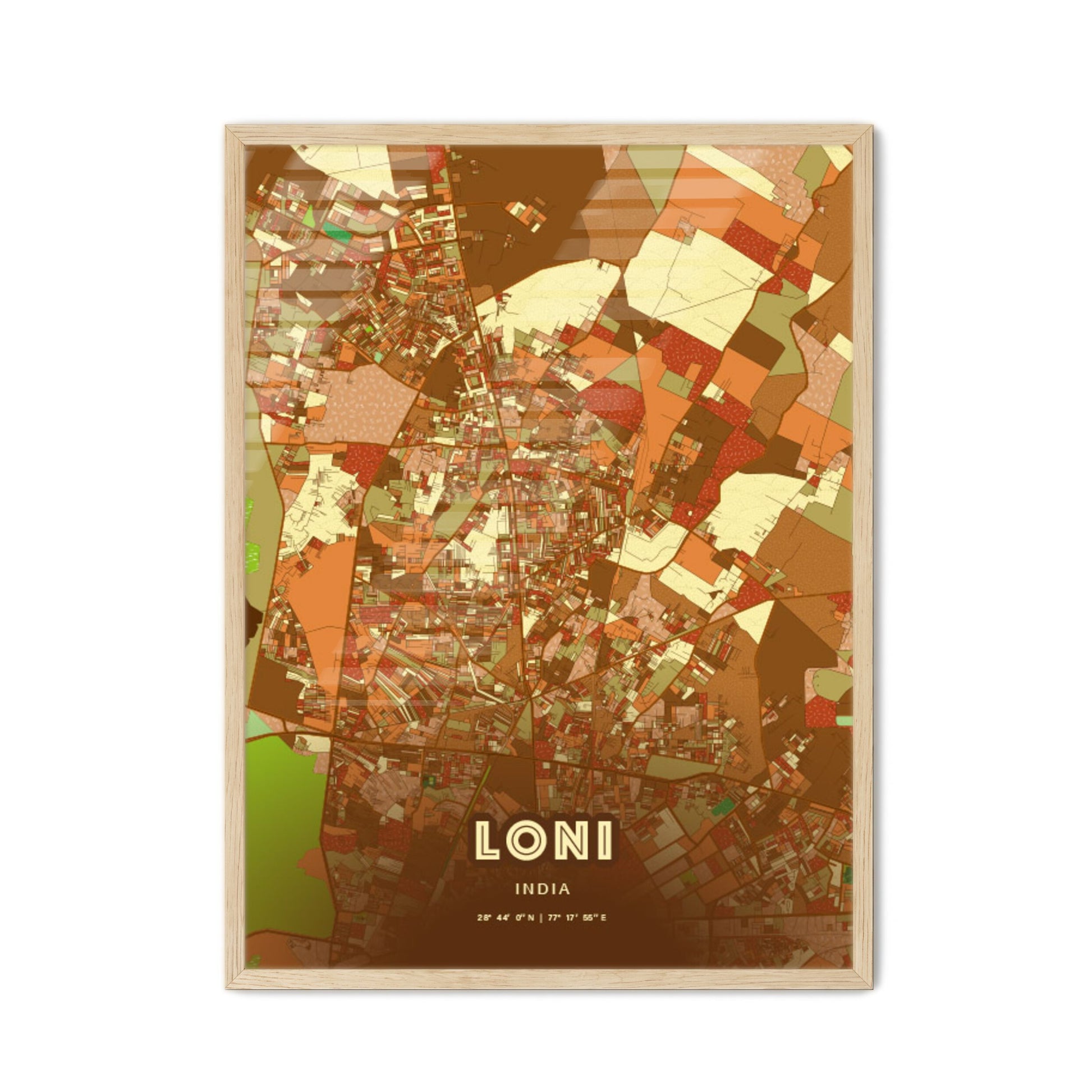 Colorful LONI INDIA Fine Art Map Farmhouse