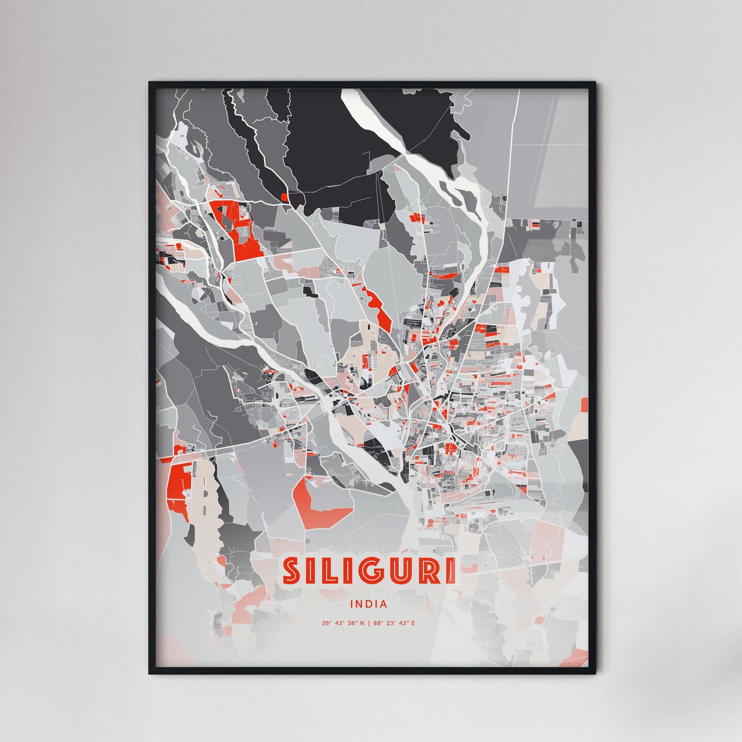 Colorful SILIGURI INDIA Fine Art Map Modern