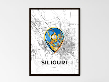 SILIGURI INDIA minimal art map with a colorful icon. Style 1