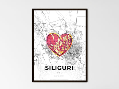 SILIGURI INDIA minimal art map with a colorful icon. Style 2