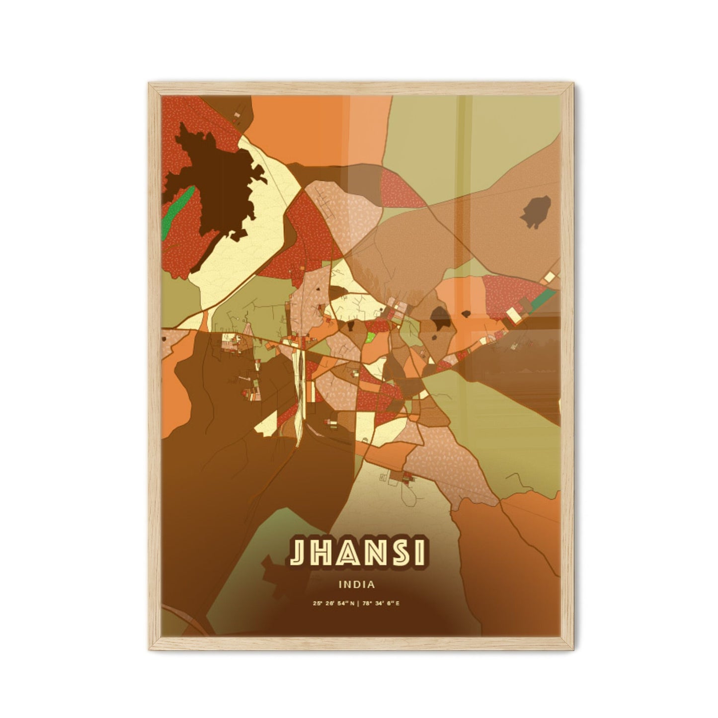 Colorful JHANSI INDIA Fine Art Map Farmhouse