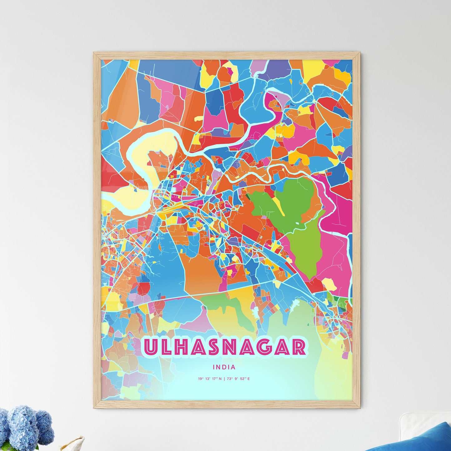 Colorful ULHASNAGAR INDIA Fine Art Map Crazy Colors