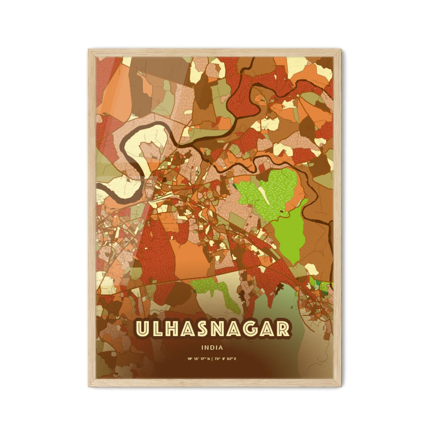 Colorful ULHASNAGAR INDIA Fine Art Map Farmhouse