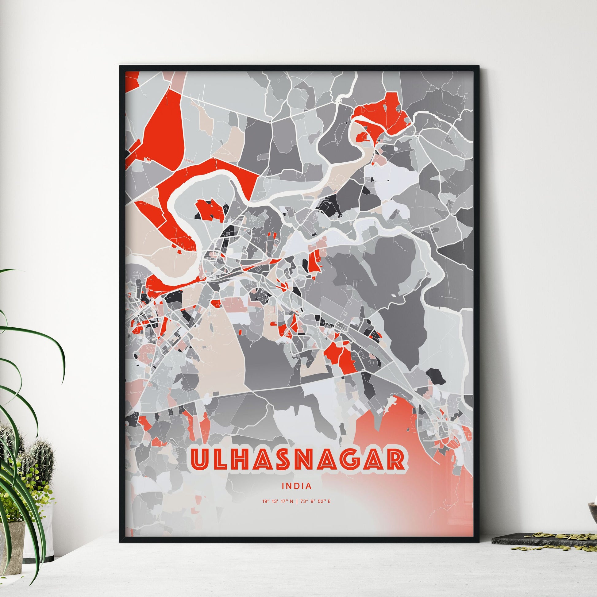 Colorful ULHASNAGAR INDIA Fine Art Map Modern