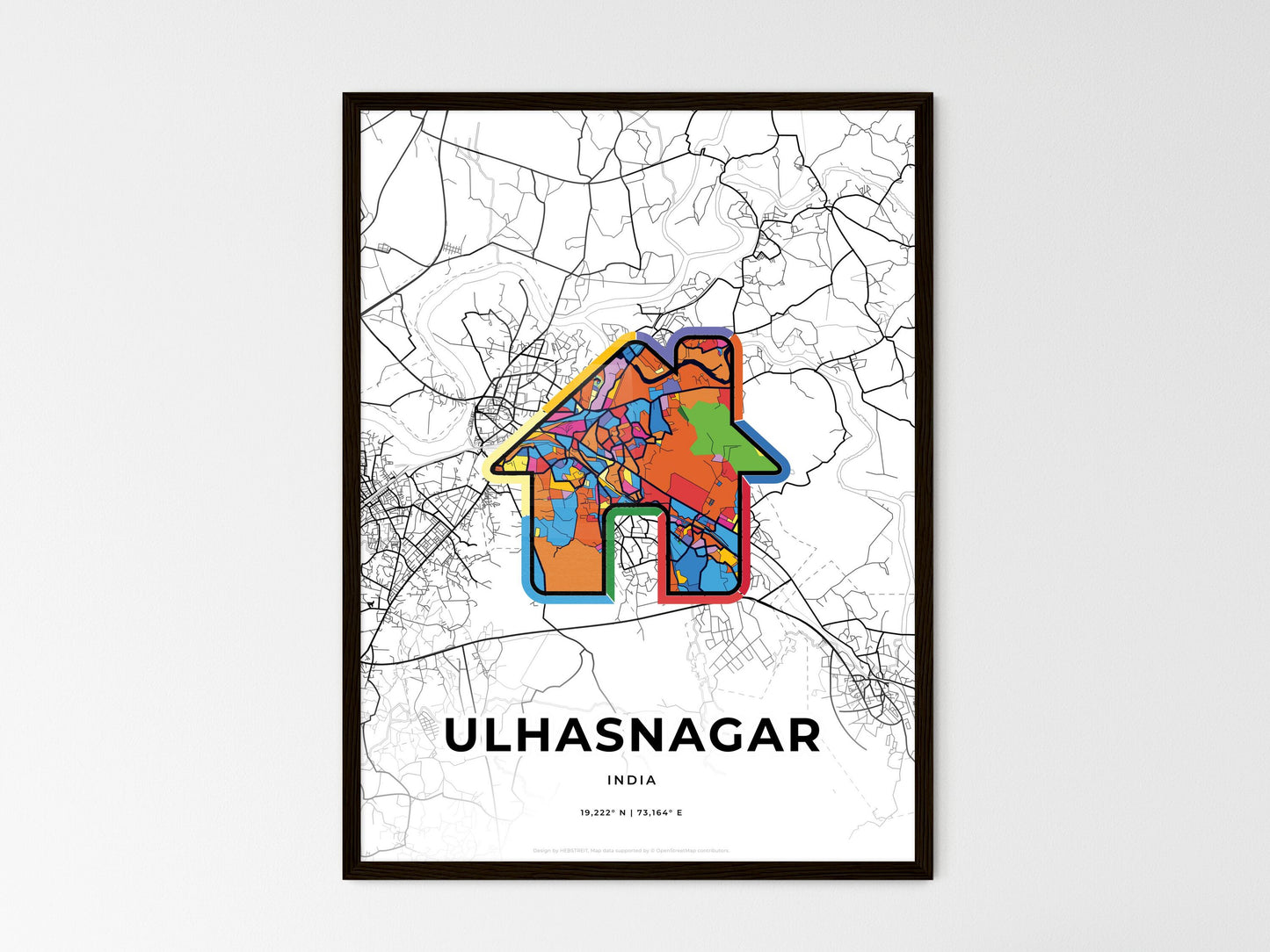 ULHASNAGAR INDIA minimal art map with a colorful icon. Style 3