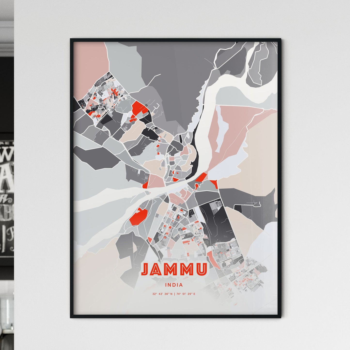 Colorful JAMMU INDIA Fine Art Map Modern