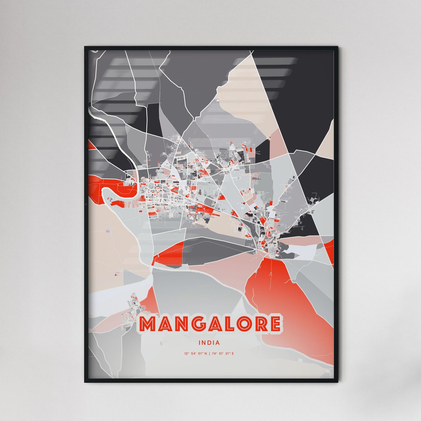 Colorful MANGALORE INDIA Fine Art Map Modern