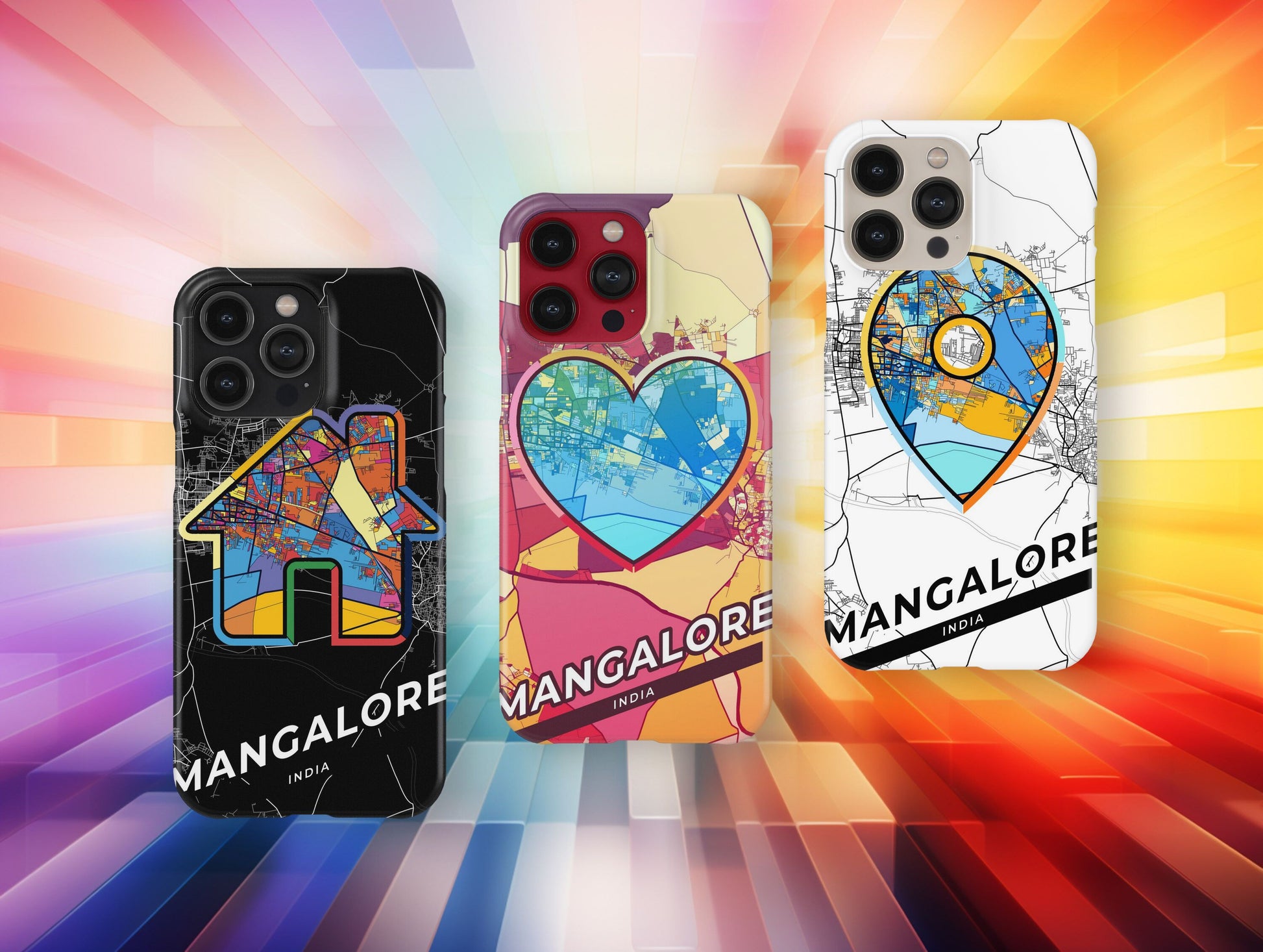Mangalore India slim phone case with colorful icon. Birthday, wedding or housewarming gift. Couple match cases.