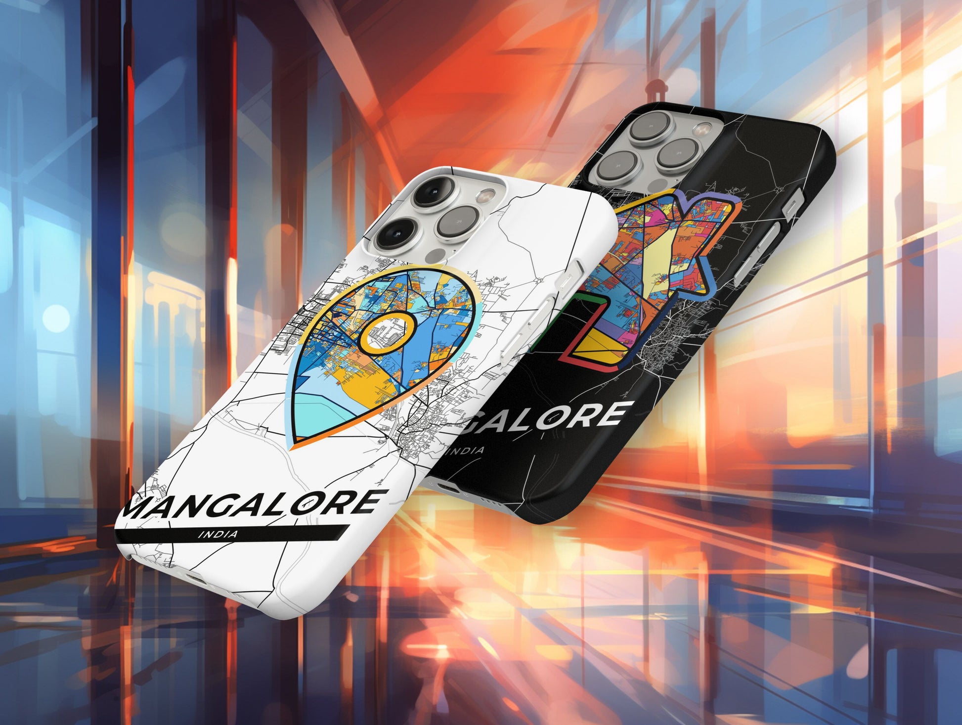 Mangalore India slim phone case with colorful icon. Birthday, wedding or housewarming gift. Couple match cases.