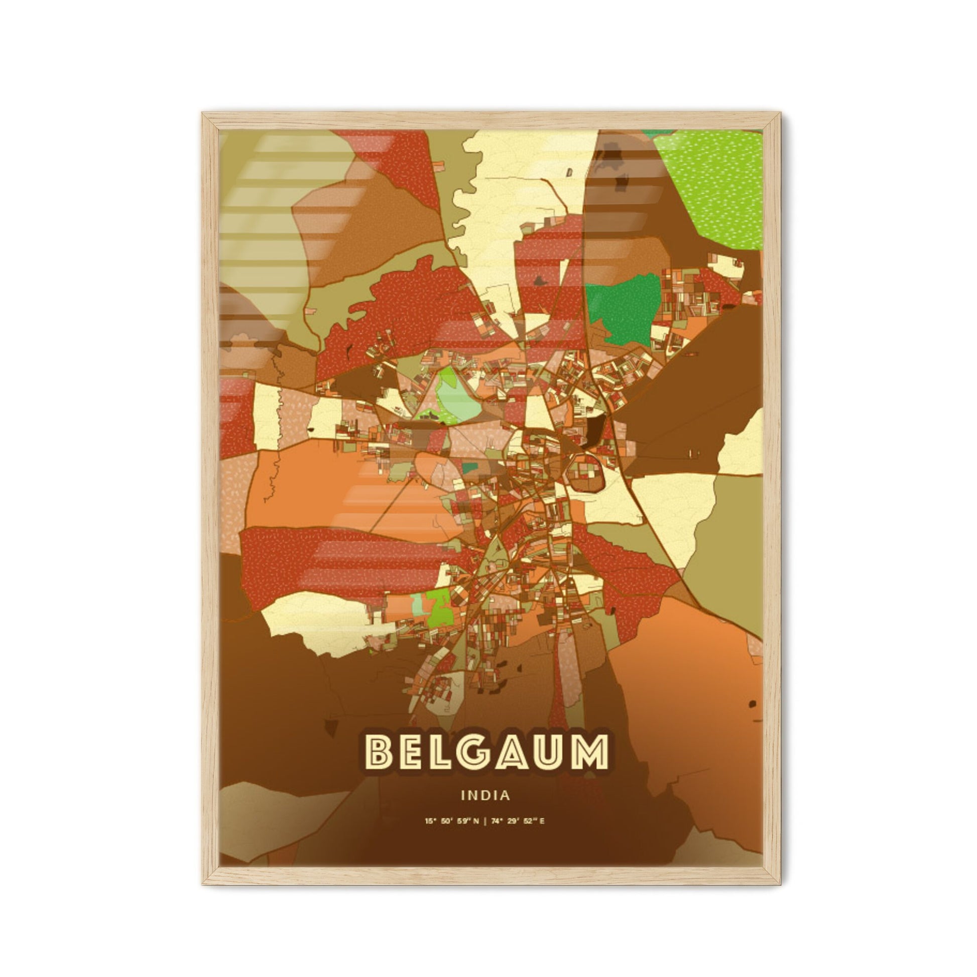 Colorful BELGAUM INDIA Fine Art Map Farmhouse