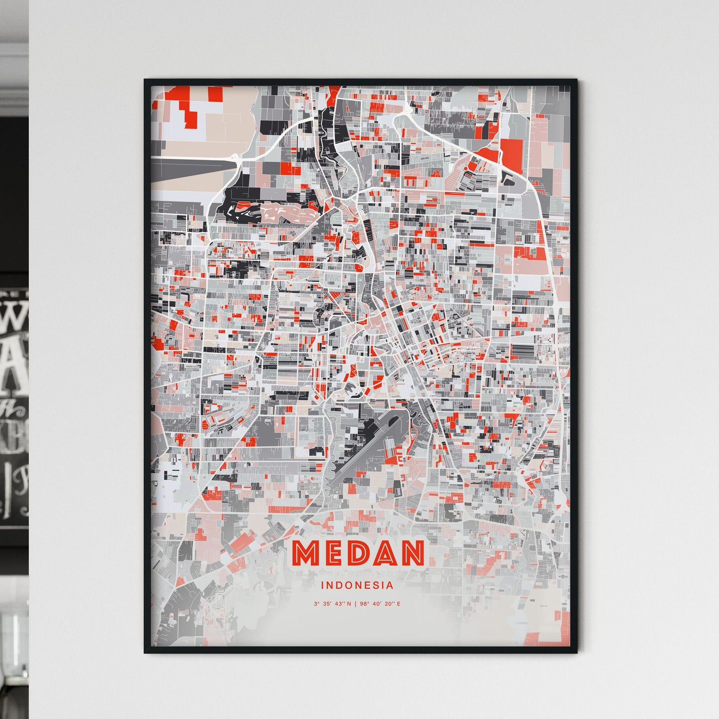 Colorful MEDAN INDONESIA Fine Art Map Modern