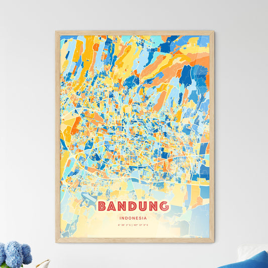 Colorful Bandung Indonesia Fine Art Map Blue Orange