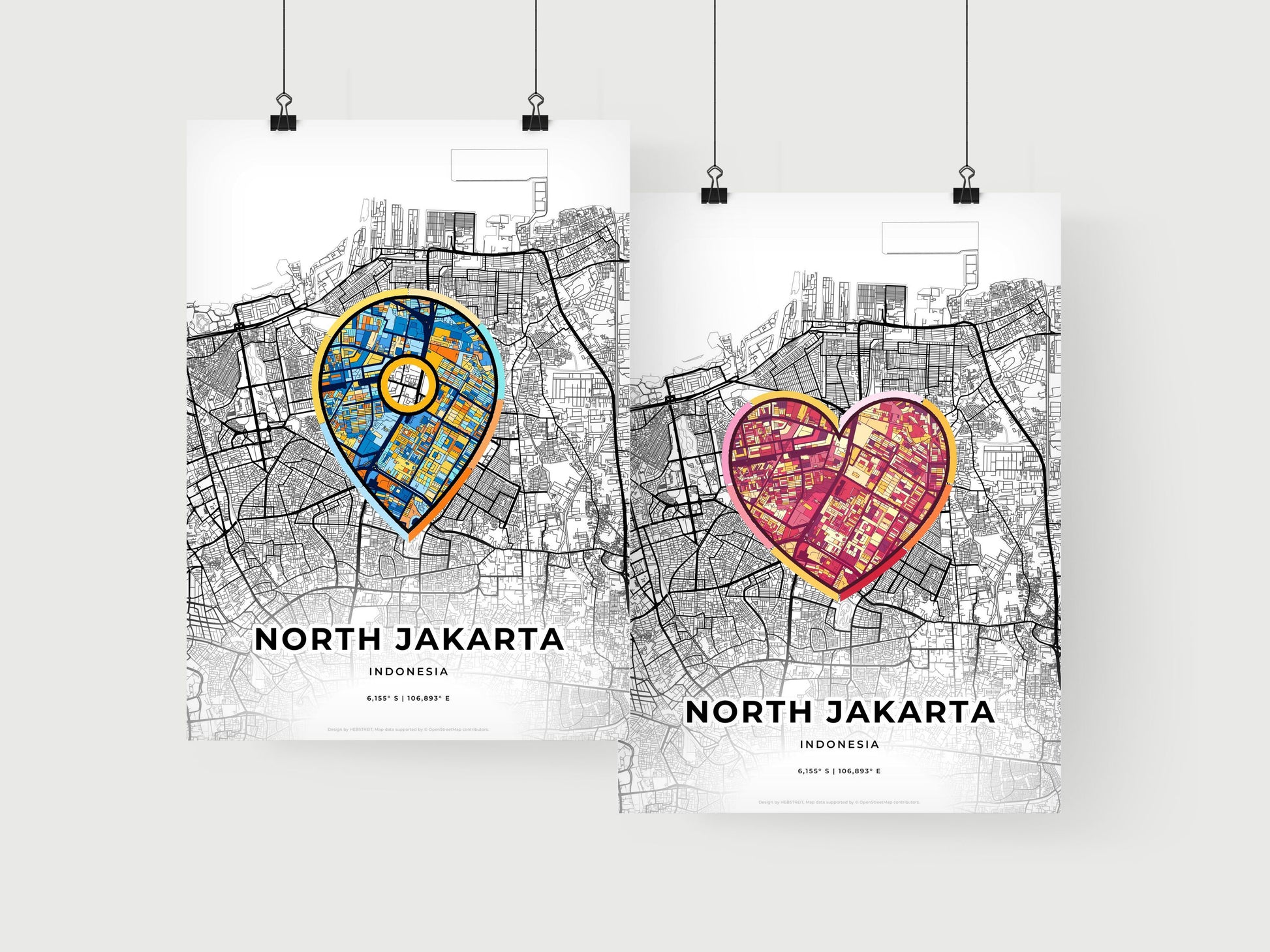 NORTH JAKARTA INDONESIA minimal art map with a colorful icon.