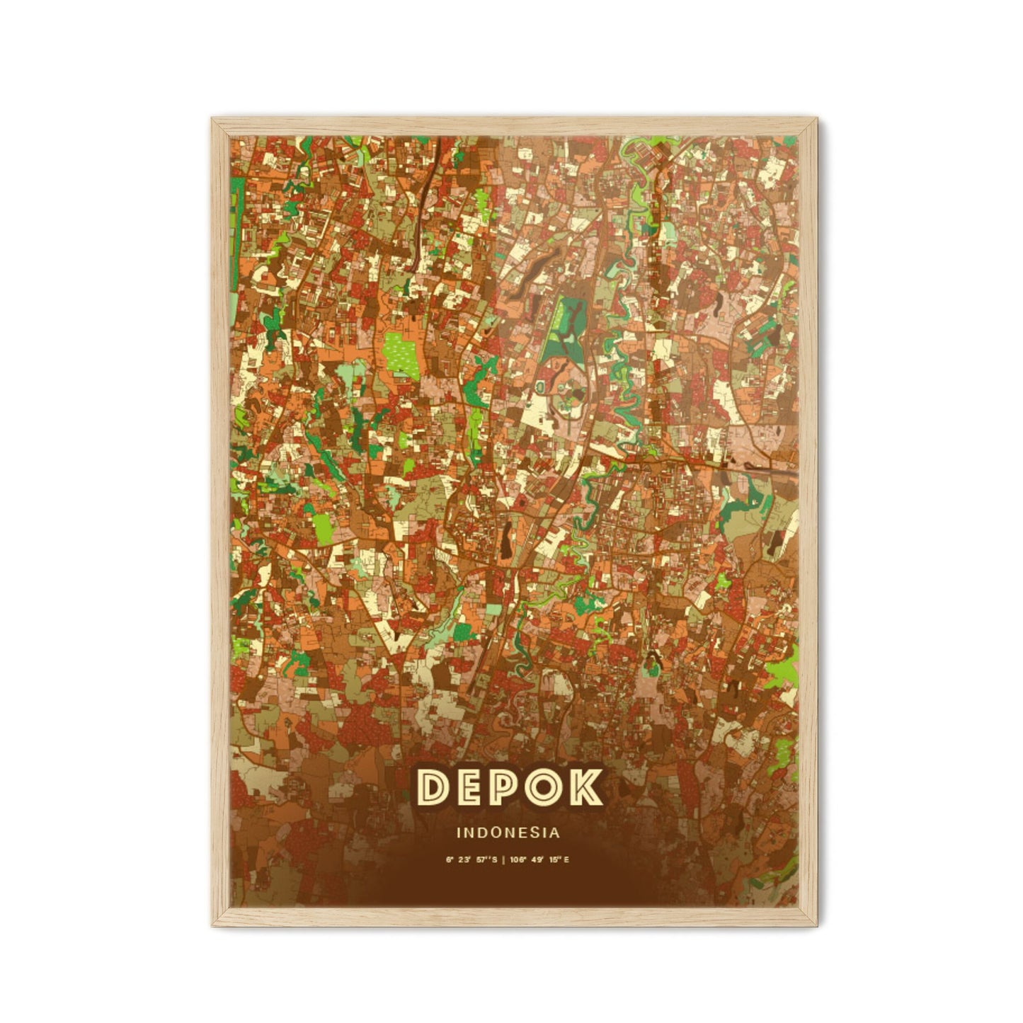 Colorful DEPOK INDONESIA Fine Art Map Farmhouse