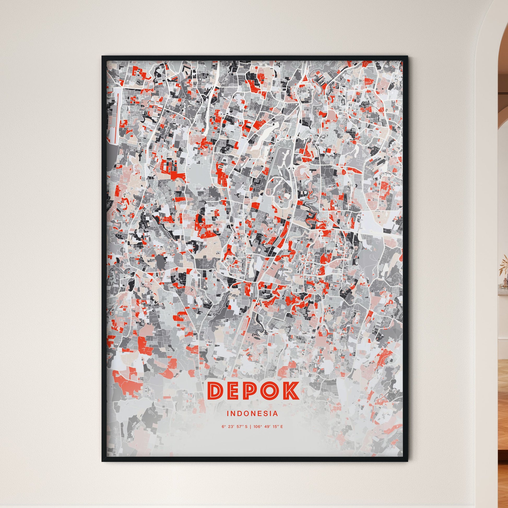 Colorful DEPOK INDONESIA Fine Art Map Modern