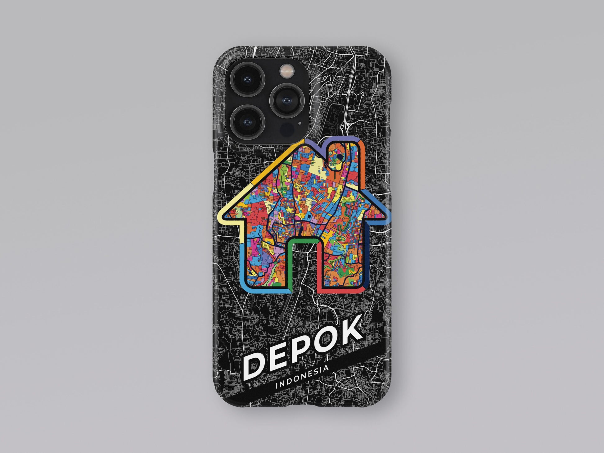 Depok Indonesia slim phone case with colorful icon. Birthday, wedding or housewarming gift. Couple match cases. 3