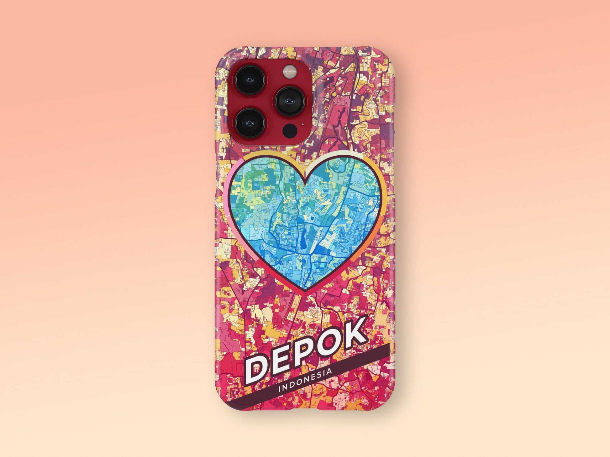Depok Indonesia slim phone case with colorful icon. Birthday, wedding or housewarming gift. Couple match cases. 2