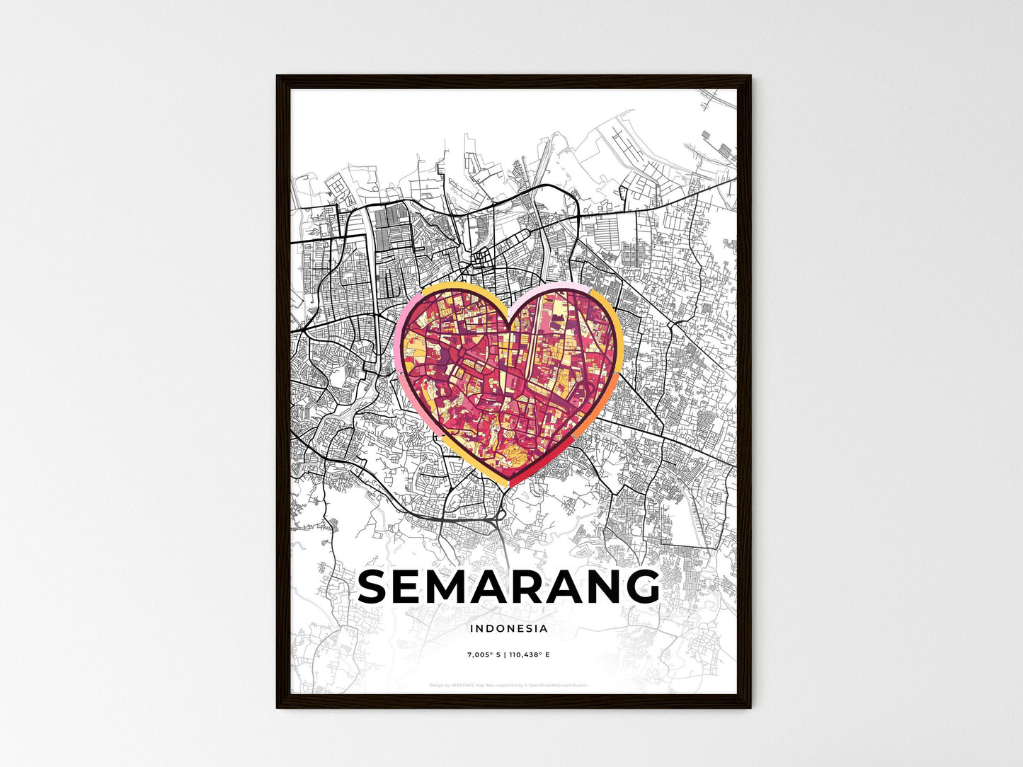 SEMARANG INDONESIA minimal art map with a colorful icon. Style 2