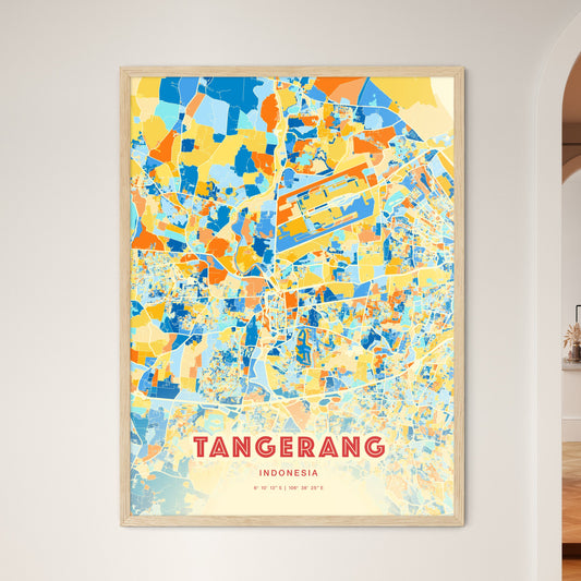 Colorful TANGERANG INDONESIA Fine Art Map Blue Orange