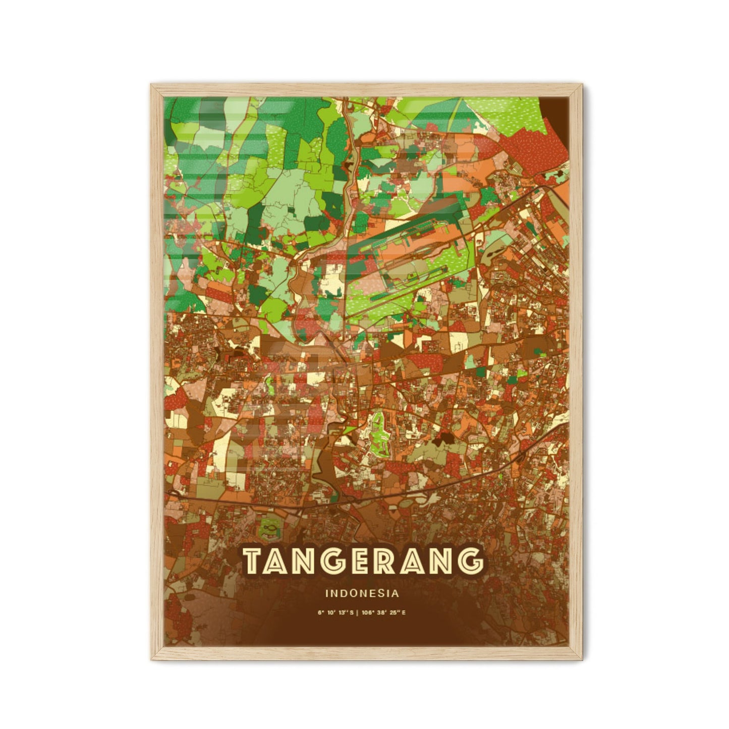 Colorful TANGERANG INDONESIA Fine Art Map Farmhouse