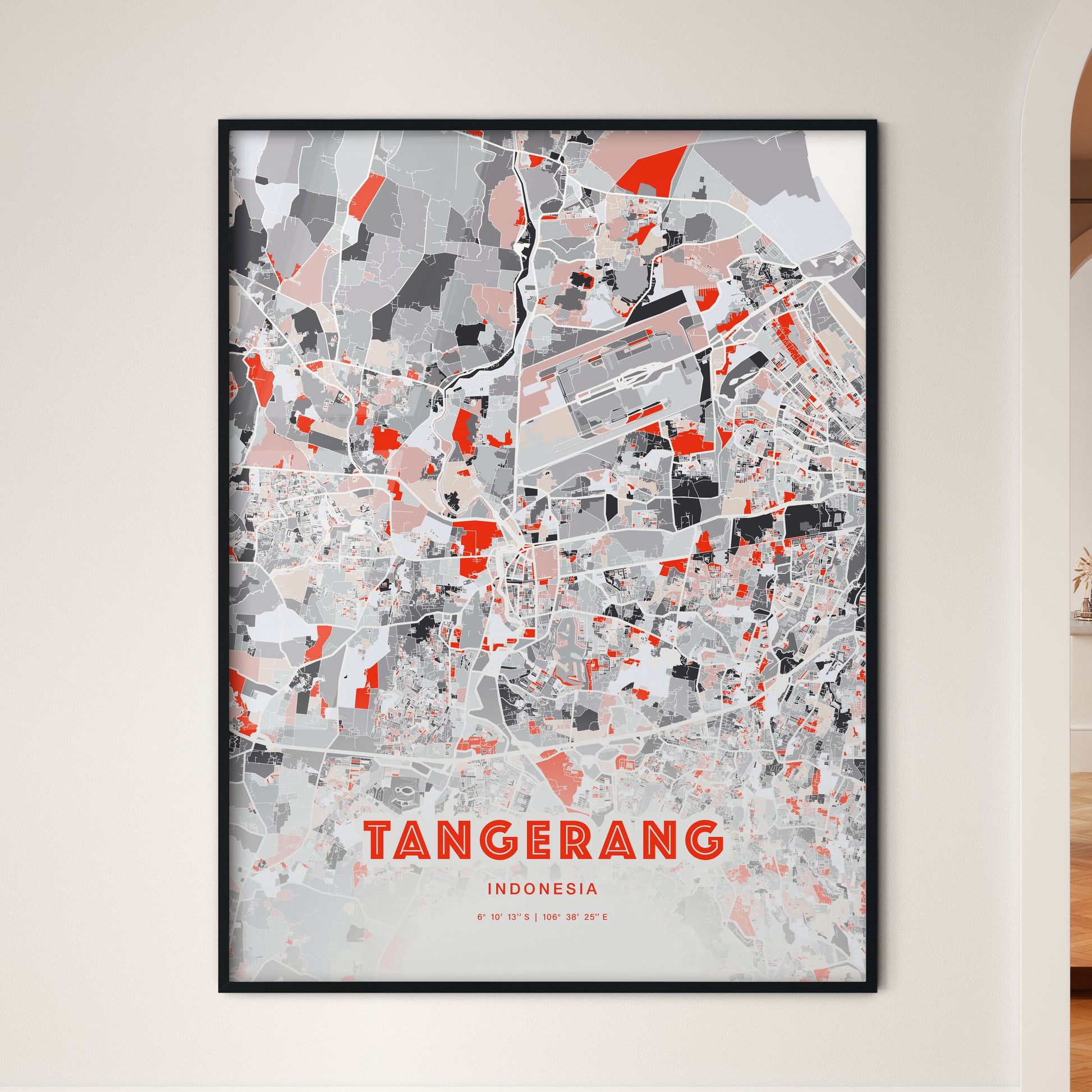 Colorful TANGERANG INDONESIA Fine Art Map Modern