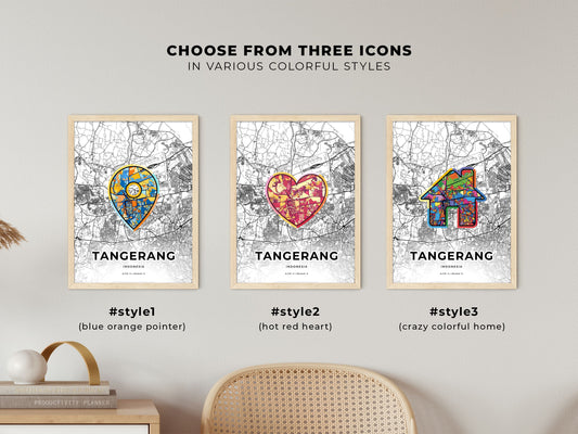 Tangerang Indonesia maps with colorful icons
