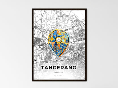 TANGERANG INDONESIA minimal art map with a colorful icon. Style 1