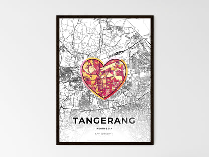 TANGERANG INDONESIA minimal art map with a colorful icon. Style 2