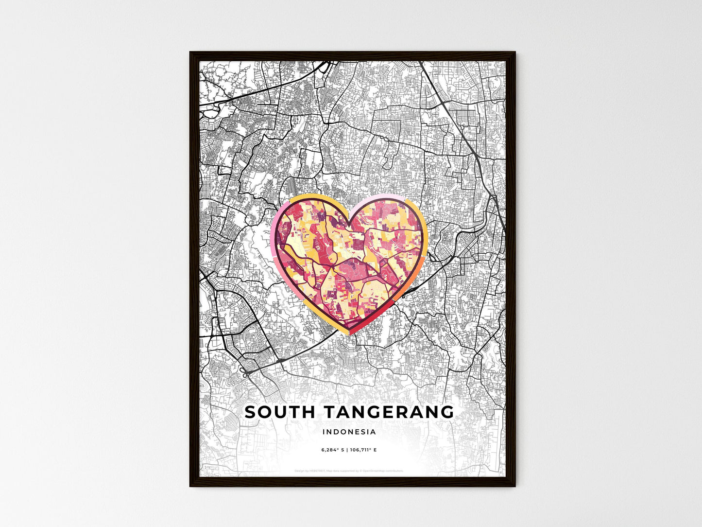 SOUTH TANGERANG INDONESIA minimal art map with a colorful icon. Style 2