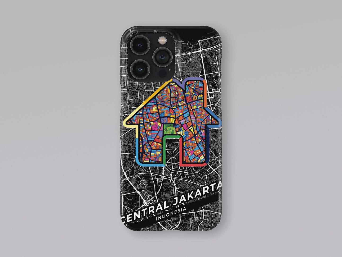 Central Jakarta Indonesia slim phone case with colorful icon. Birthday, wedding or housewarming gift. Couple match cases. 3