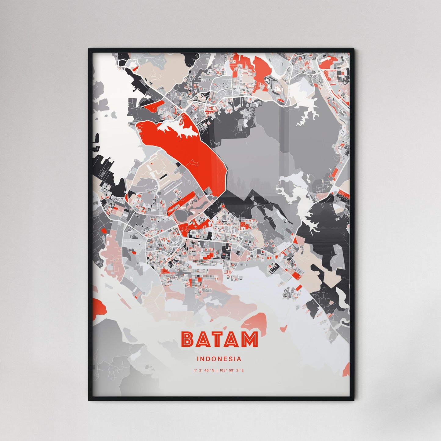 Colorful BATAM INDONESIA Fine Art Map Modern