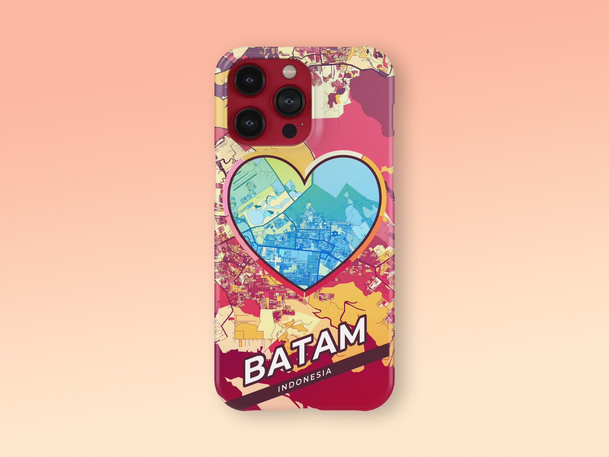 Batam Indonesia slim phone case with colorful icon. Birthday, wedding or housewarming gift. Couple match cases. 2