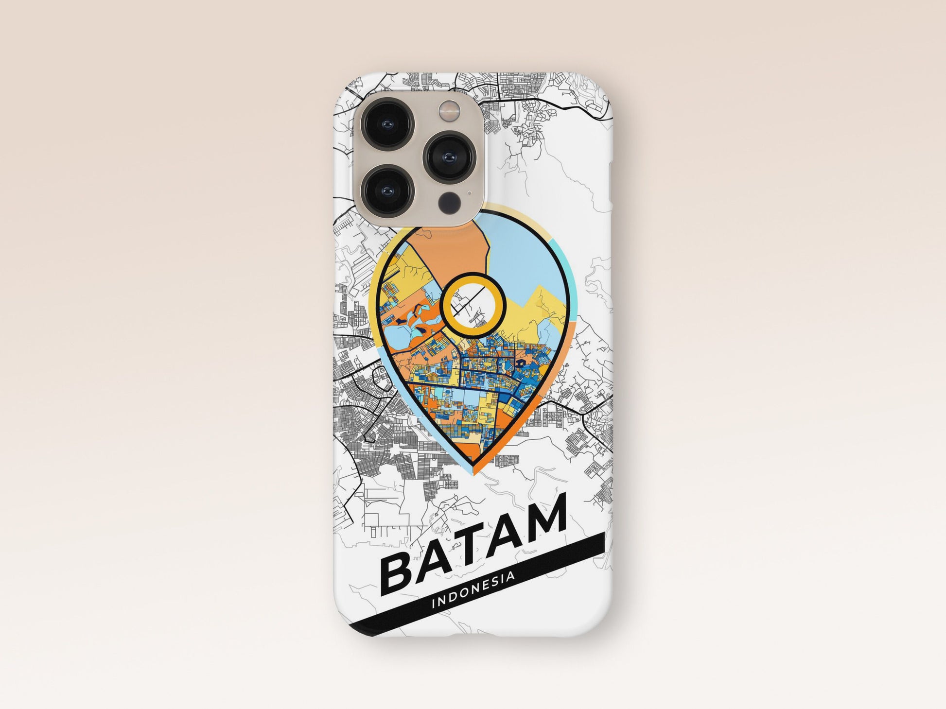 Batam Indonesia slim phone case with colorful icon. Birthday, wedding or housewarming gift. Couple match cases. 1