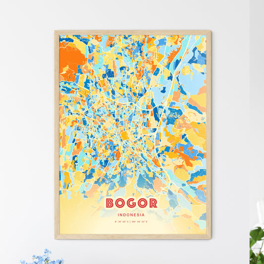 Colorful BOGOR INDONESIA Fine Art Map Blue Orange
