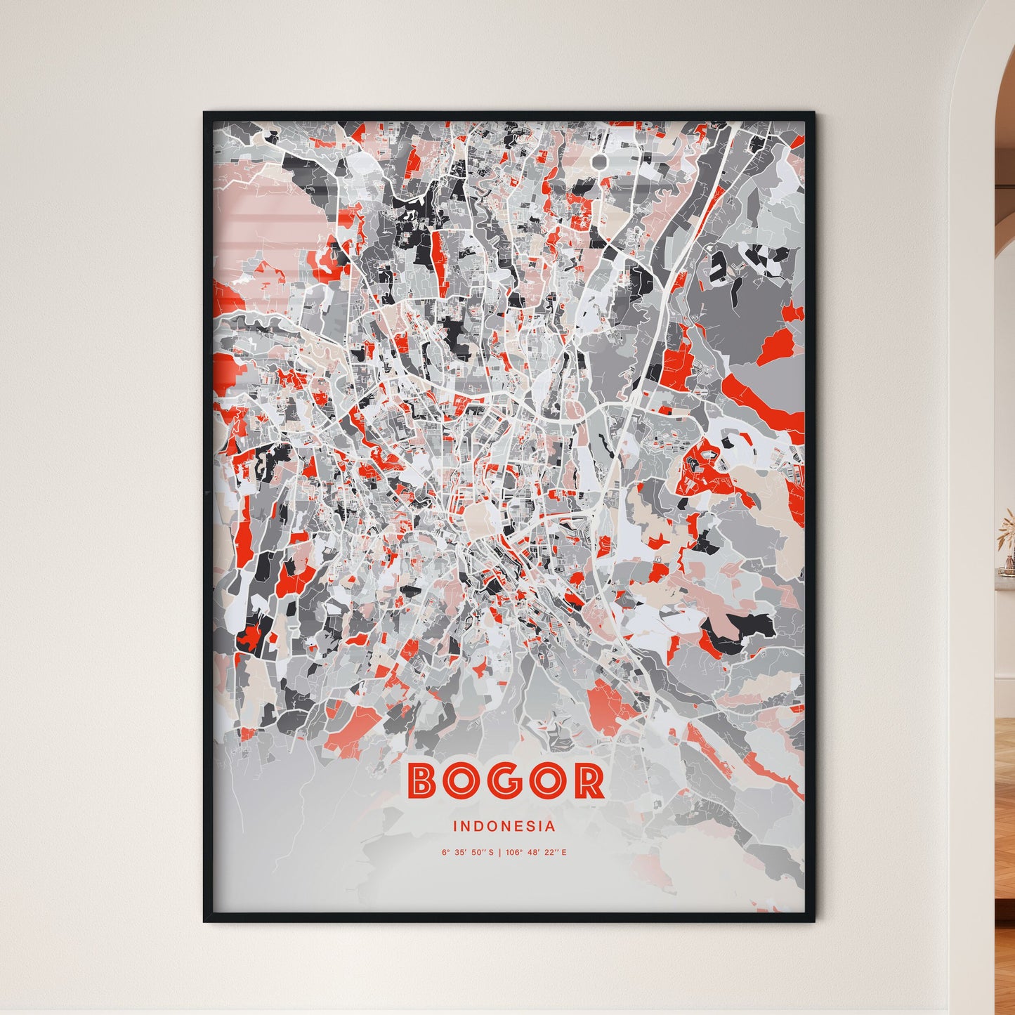 Colorful BOGOR INDONESIA Fine Art Map Modern