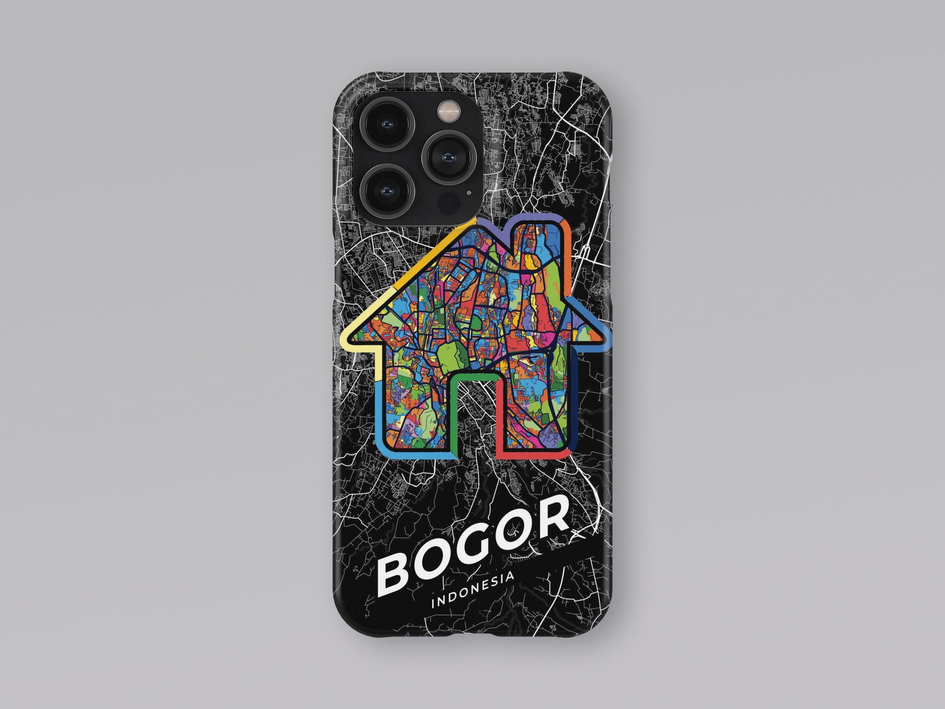 Bogor Indonesia slim phone case with colorful icon. Birthday, wedding or housewarming gift. Couple match cases. 3