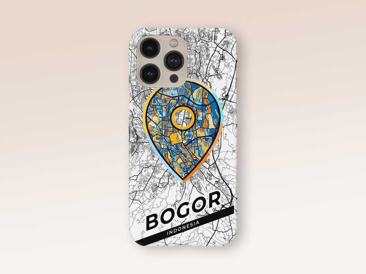 Bogor Indonesia slim phone case with colorful icon. Birthday, wedding or housewarming gift. Couple match cases. 1