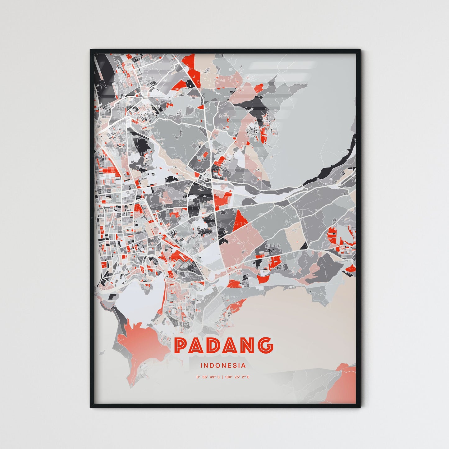 Colorful PADANG INDONESIA Fine Art Map Modern