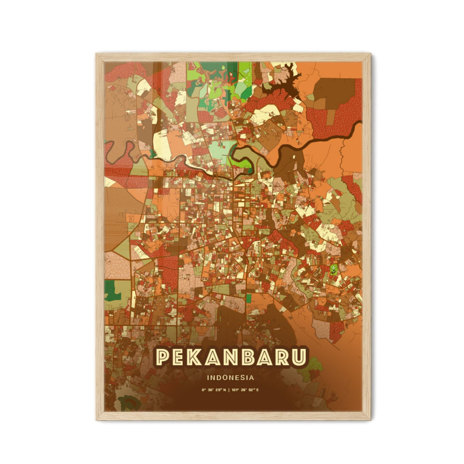 Colorful PEKANBARU INDONESIA Fine Art Map Farmhouse