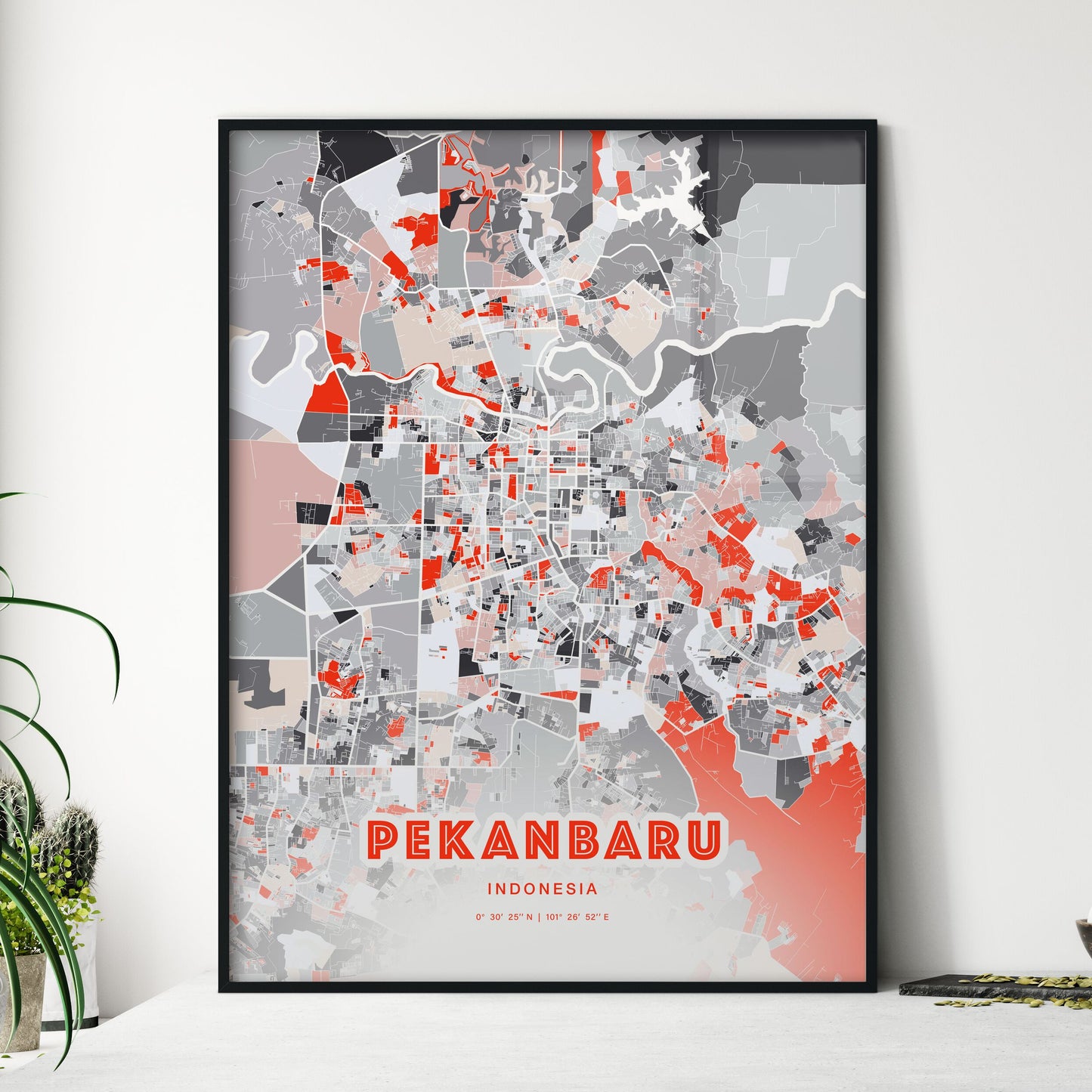 Colorful PEKANBARU INDONESIA Fine Art Map Modern