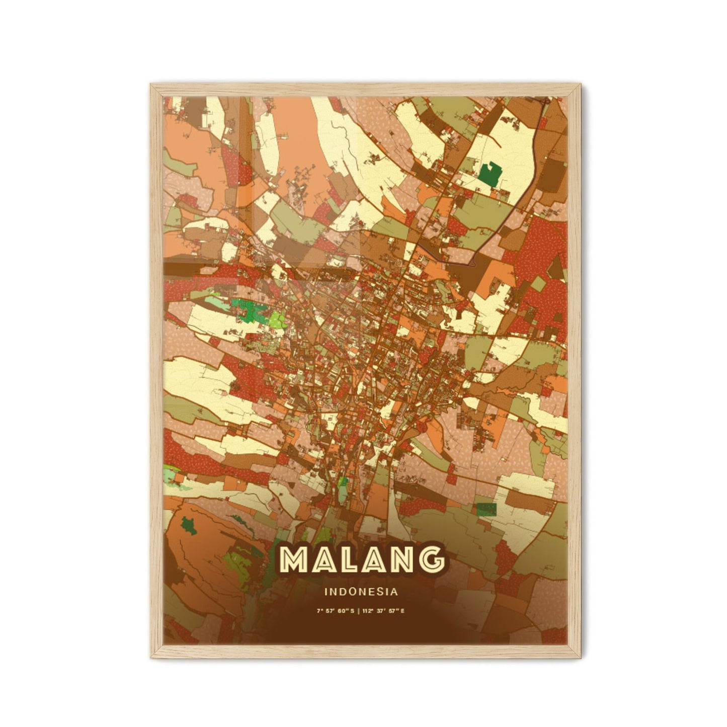 Colorful MALANG INDONESIA Fine Art Map Farmhouse